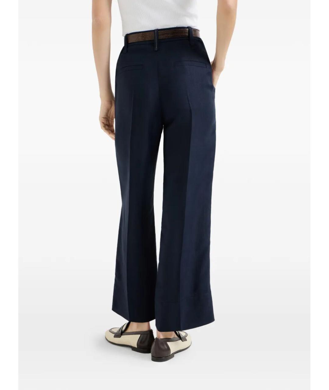 BRUNELLO CUCINELLI Синие вискозные прямые брюки, фото 4