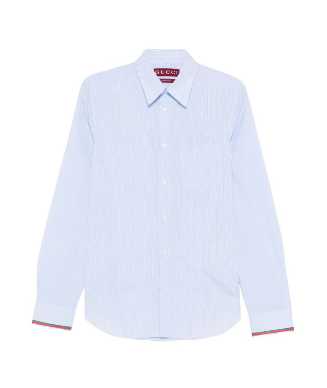 GUCCI Голубая хлопковая классическая рубашка, фото 1