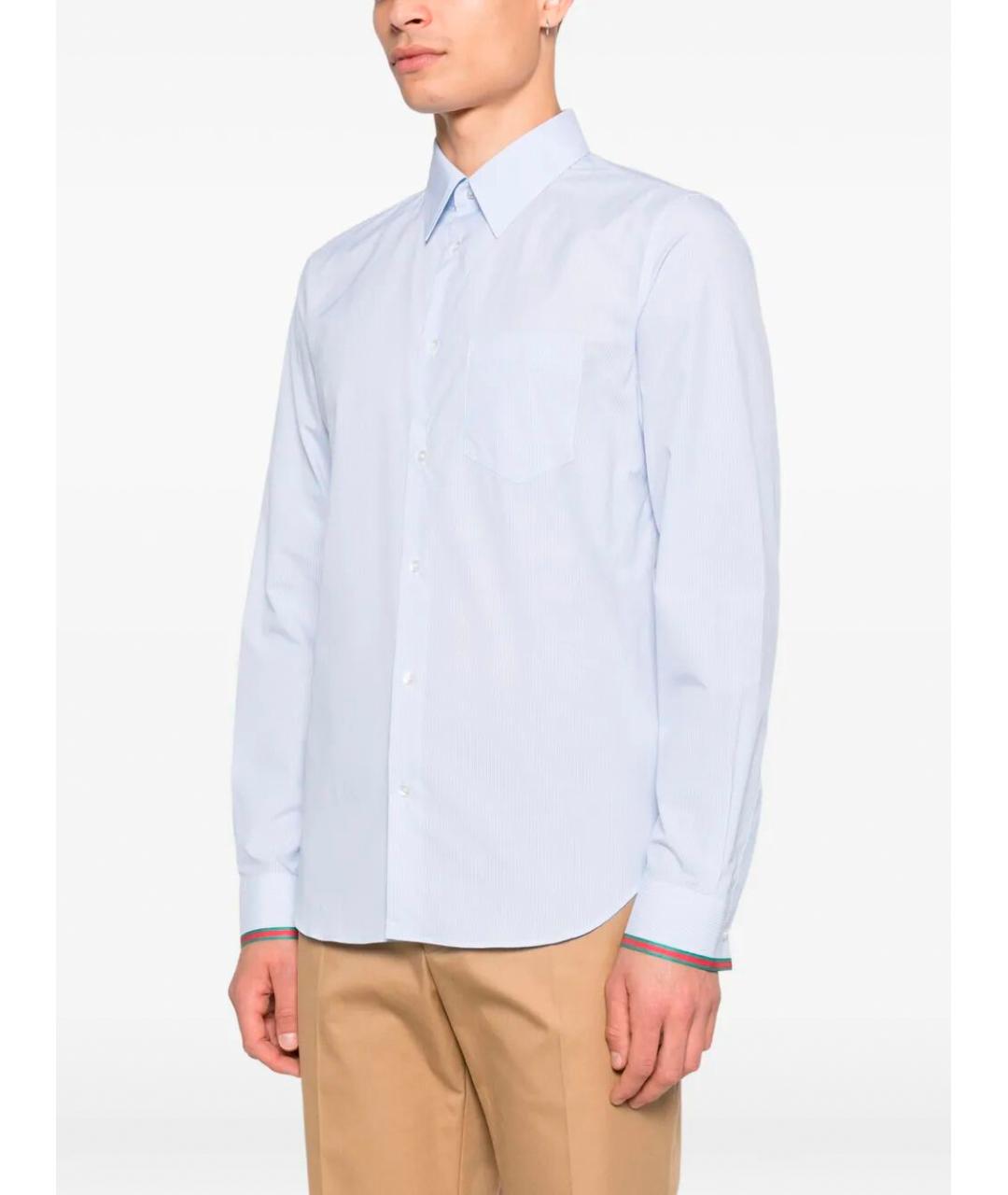 GUCCI Голубая хлопковая классическая рубашка, фото 5