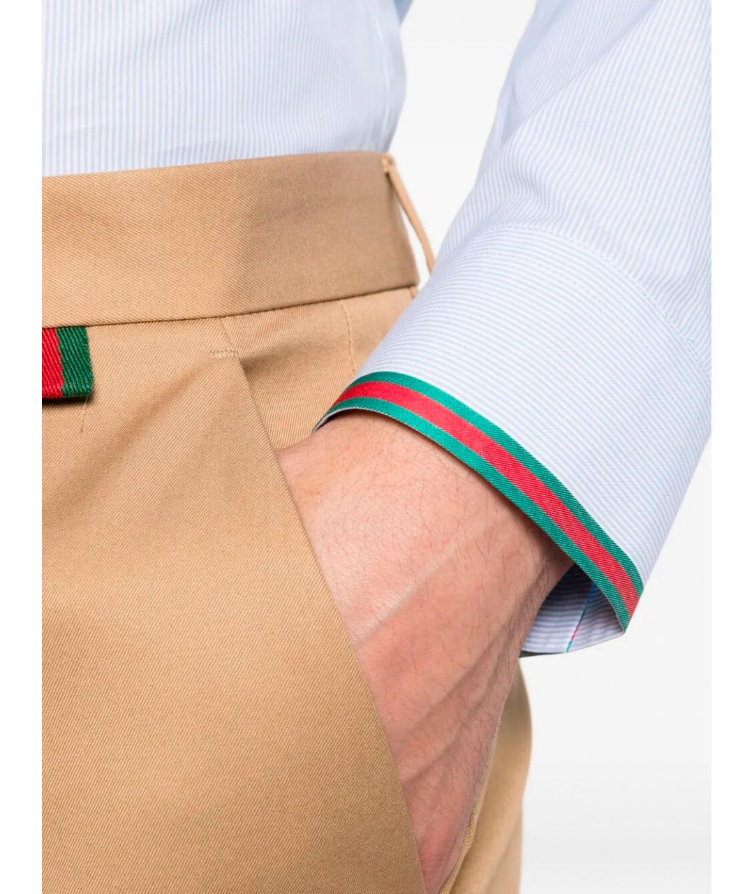 GUCCI Голубая хлопковая классическая рубашка, фото 4