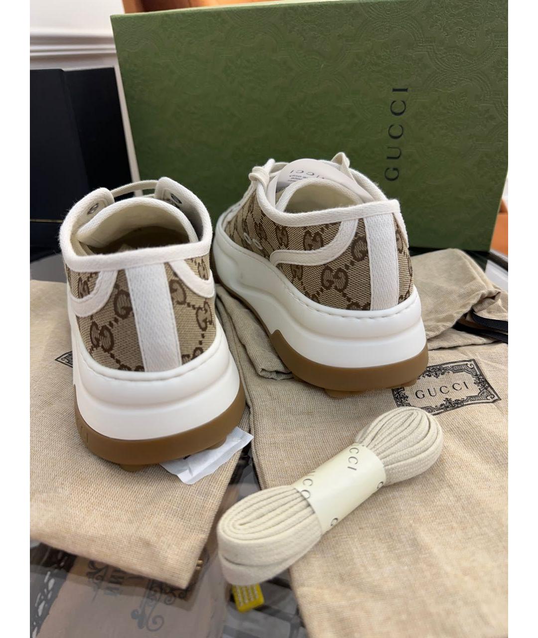 GUCCI Бежевые текстильные кеды, фото 4