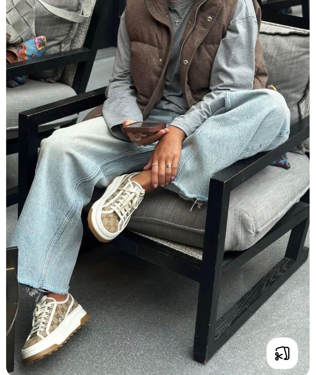 GUCCI Бежевые текстильные кеды, фото 6