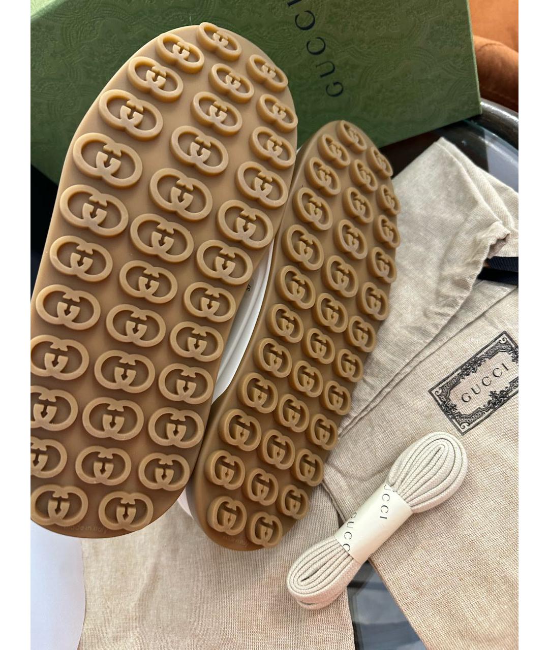 GUCCI Бежевые текстильные кеды, фото 7