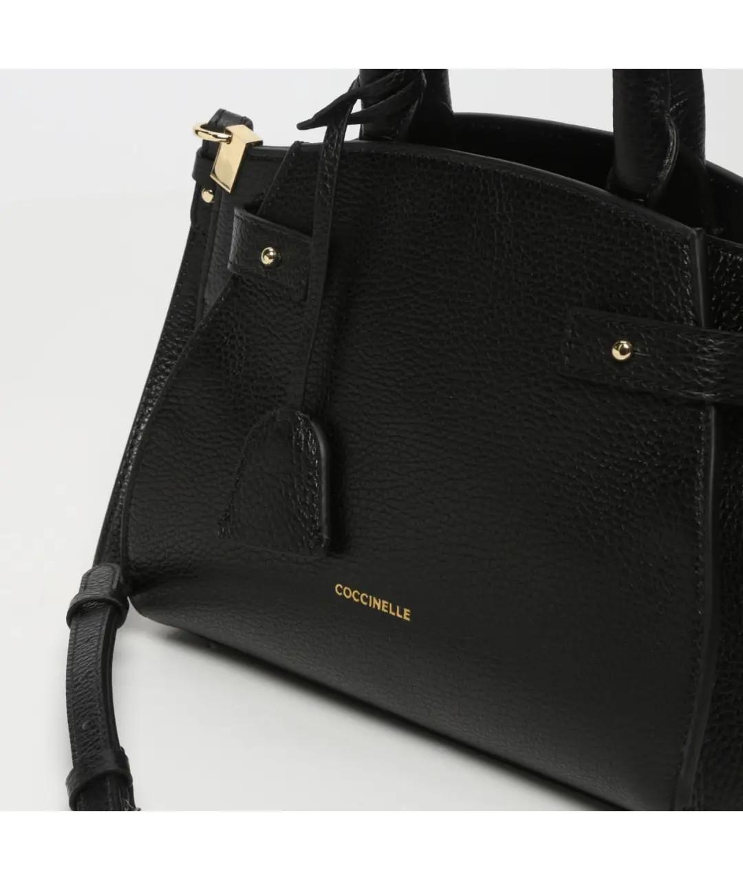 COCCINELLE Черная кожаная сумка с короткими ручками, фото 1