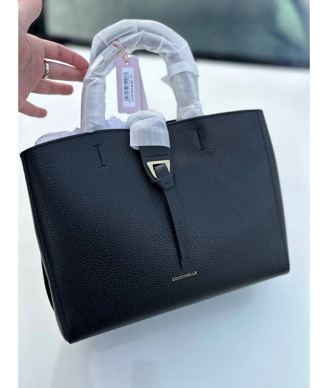 COCCINELLE Черная кожаная сумка с короткими ручками, фото 4