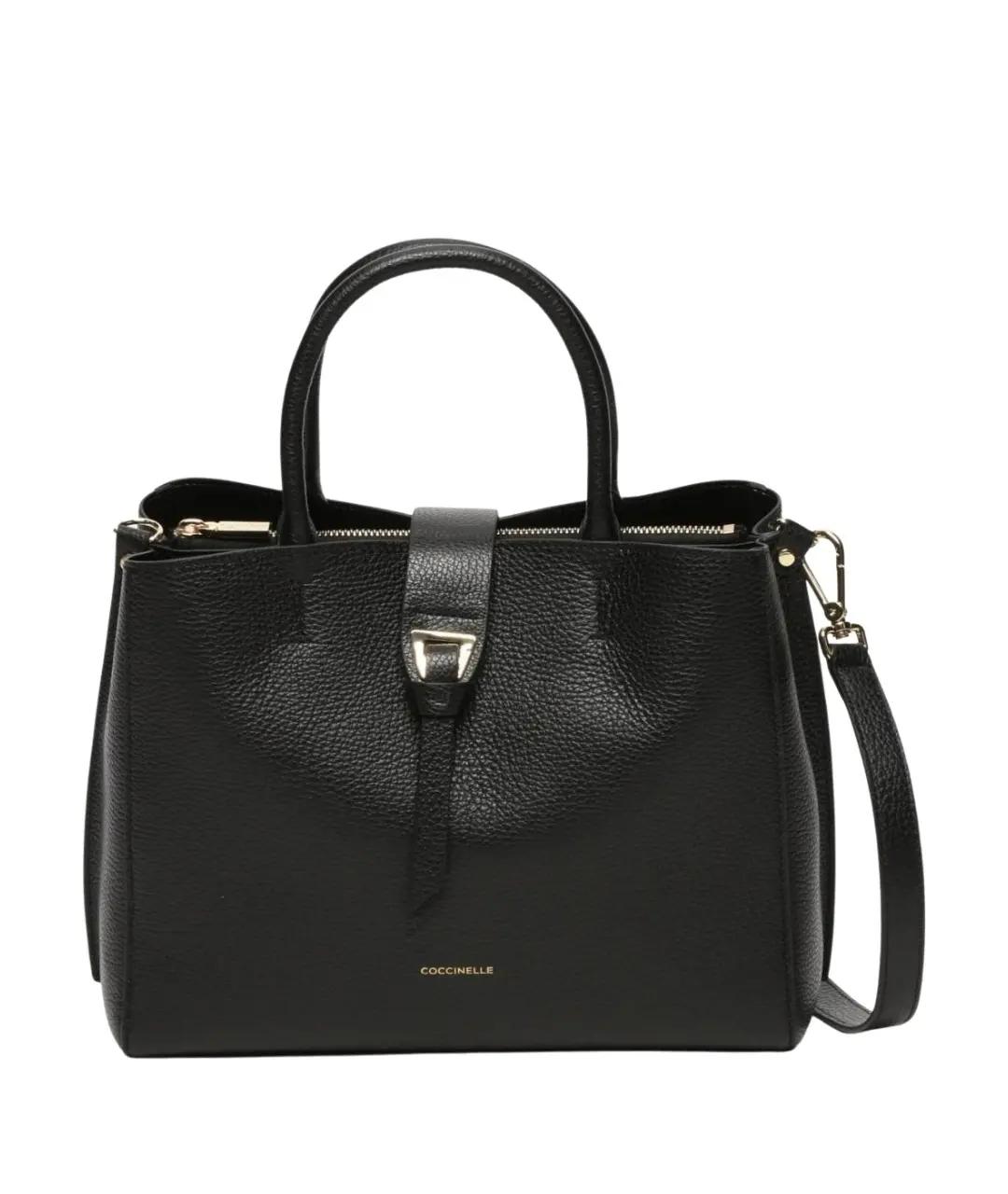 COCCINELLE Черная кожаная сумка с короткими ручками, фото 1
