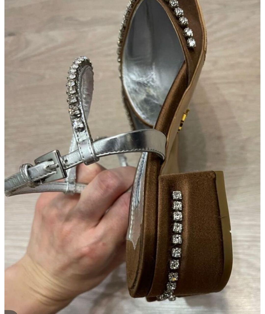 PRADA Коричневые текстильные туфли, фото 8