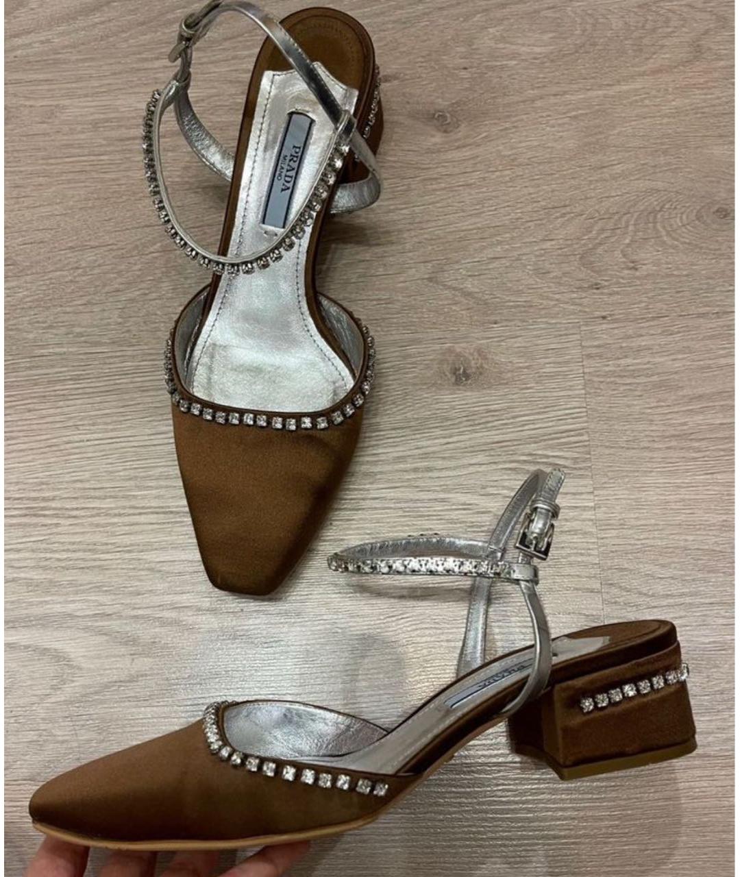 PRADA Коричневые текстильные туфли, фото 5