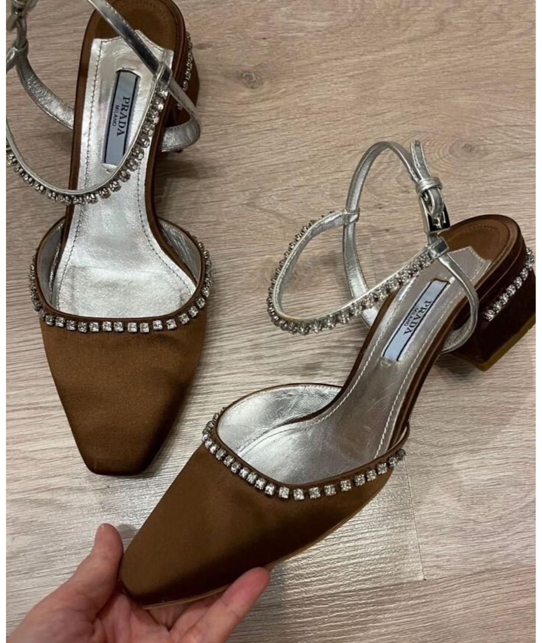 PRADA Коричневые текстильные туфли, фото 4