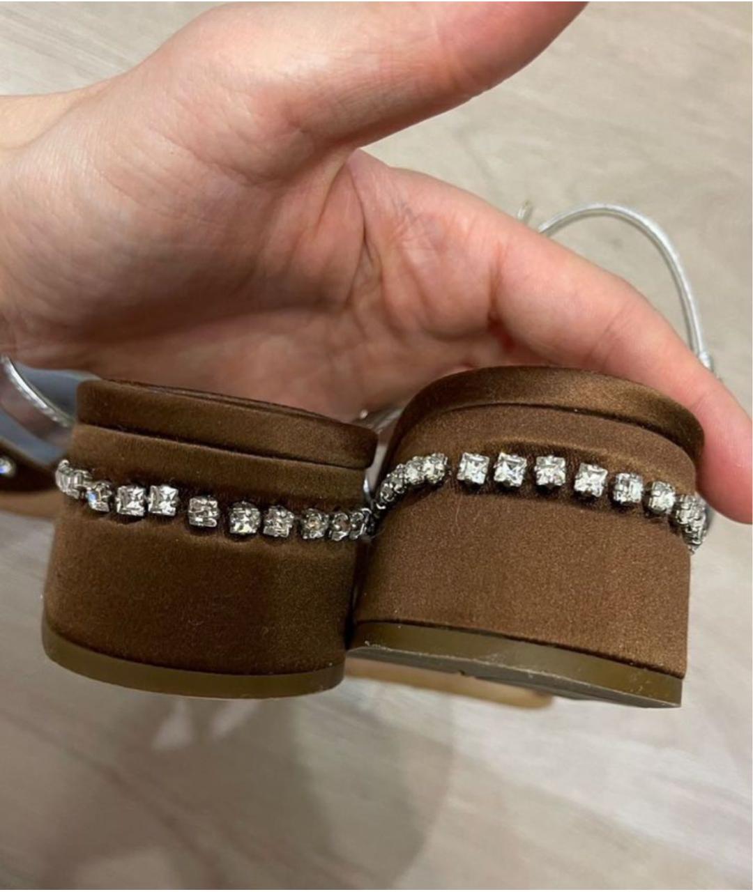 PRADA Коричневые текстильные туфли, фото 6