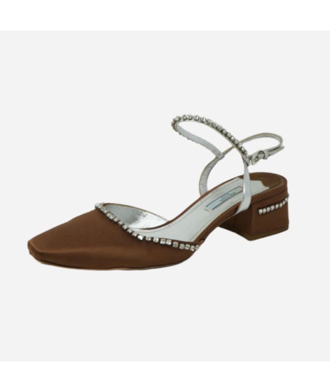 PRADA Коричневые текстильные туфли, фото 9