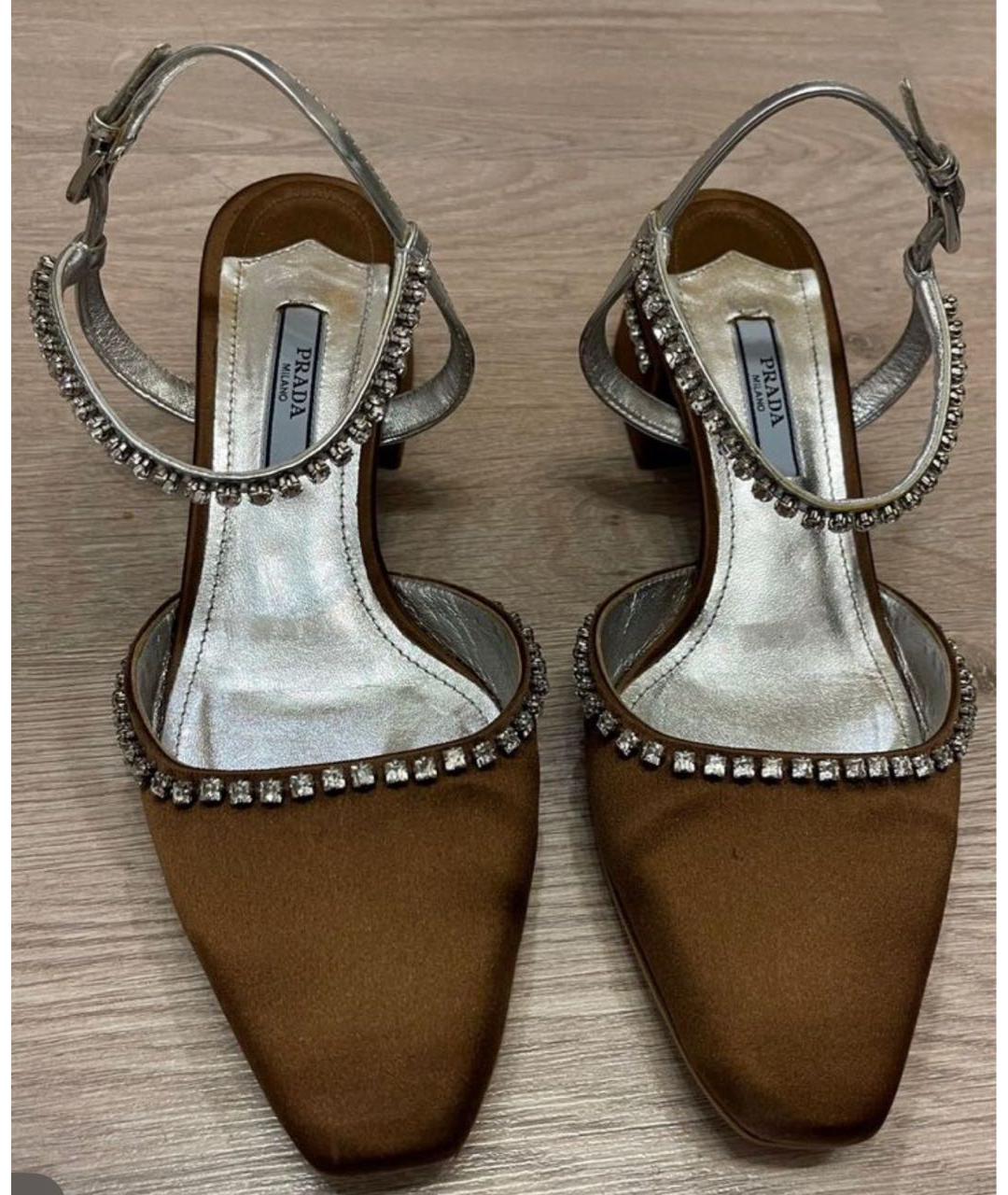 PRADA Коричневые текстильные туфли, фото 2