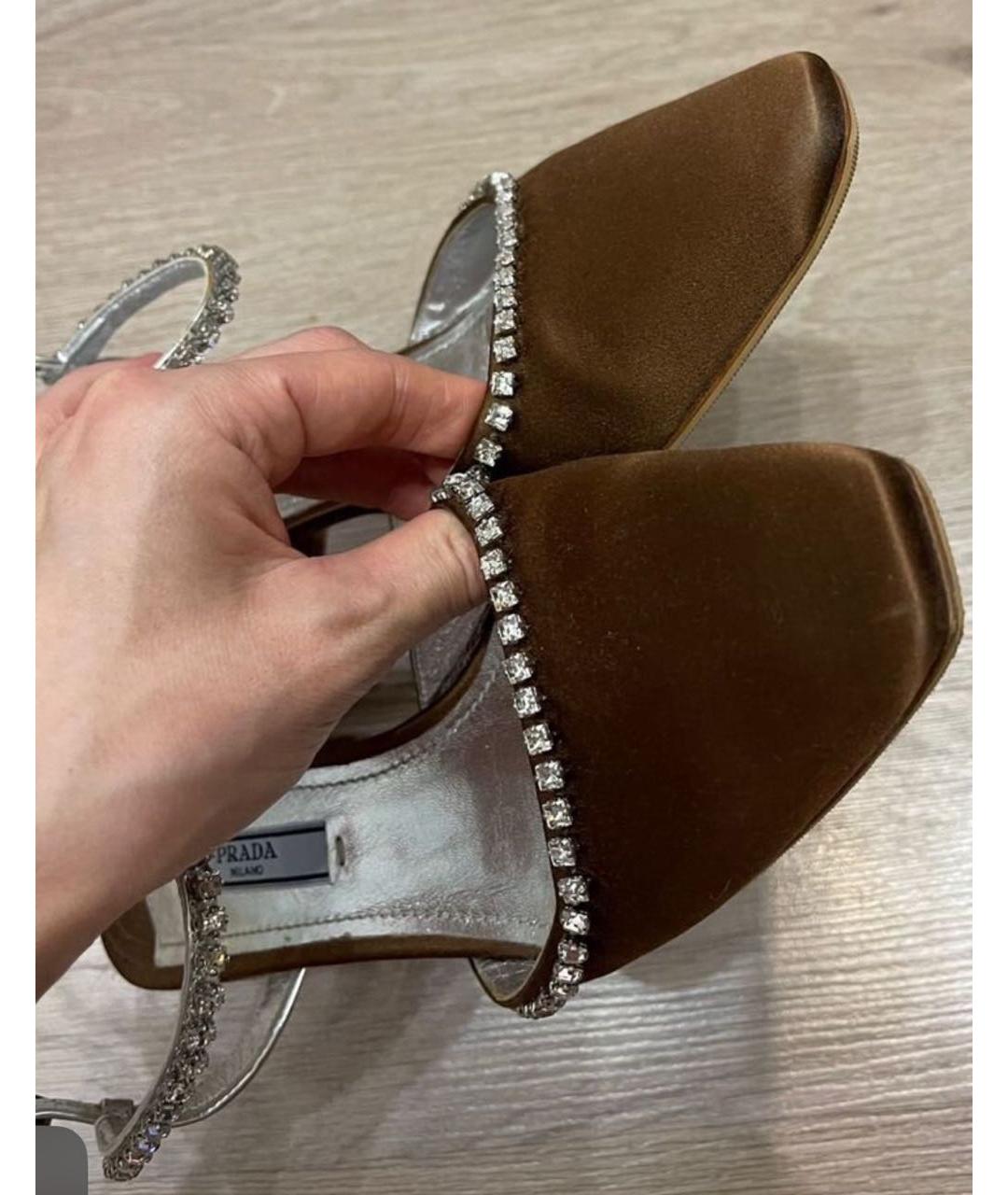 PRADA Коричневые текстильные туфли, фото 3