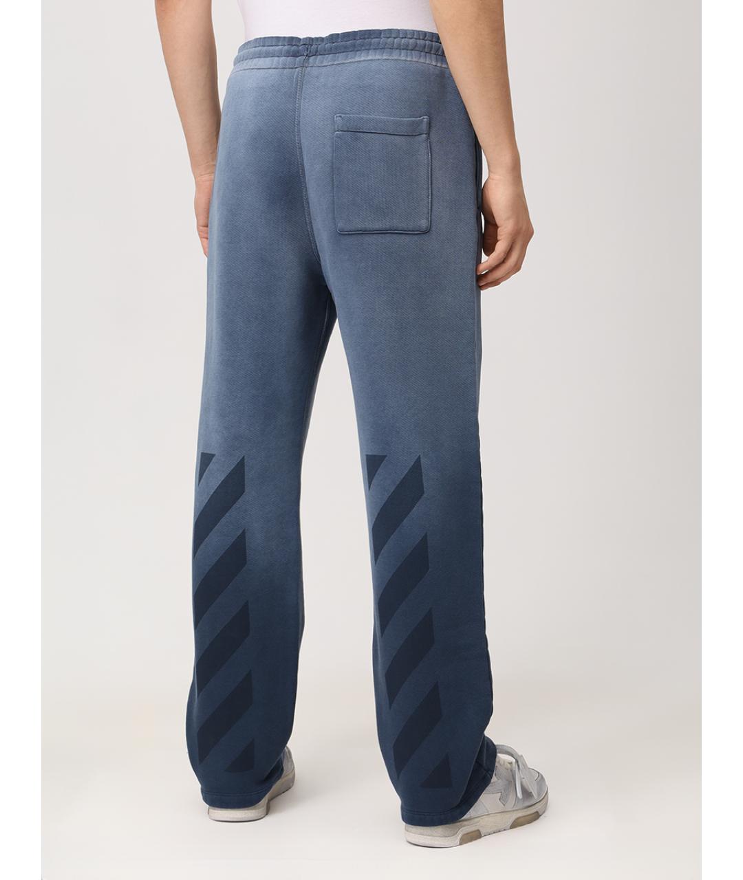 OFF-WHITE Синие хлопковые повседневные брюки, фото 3