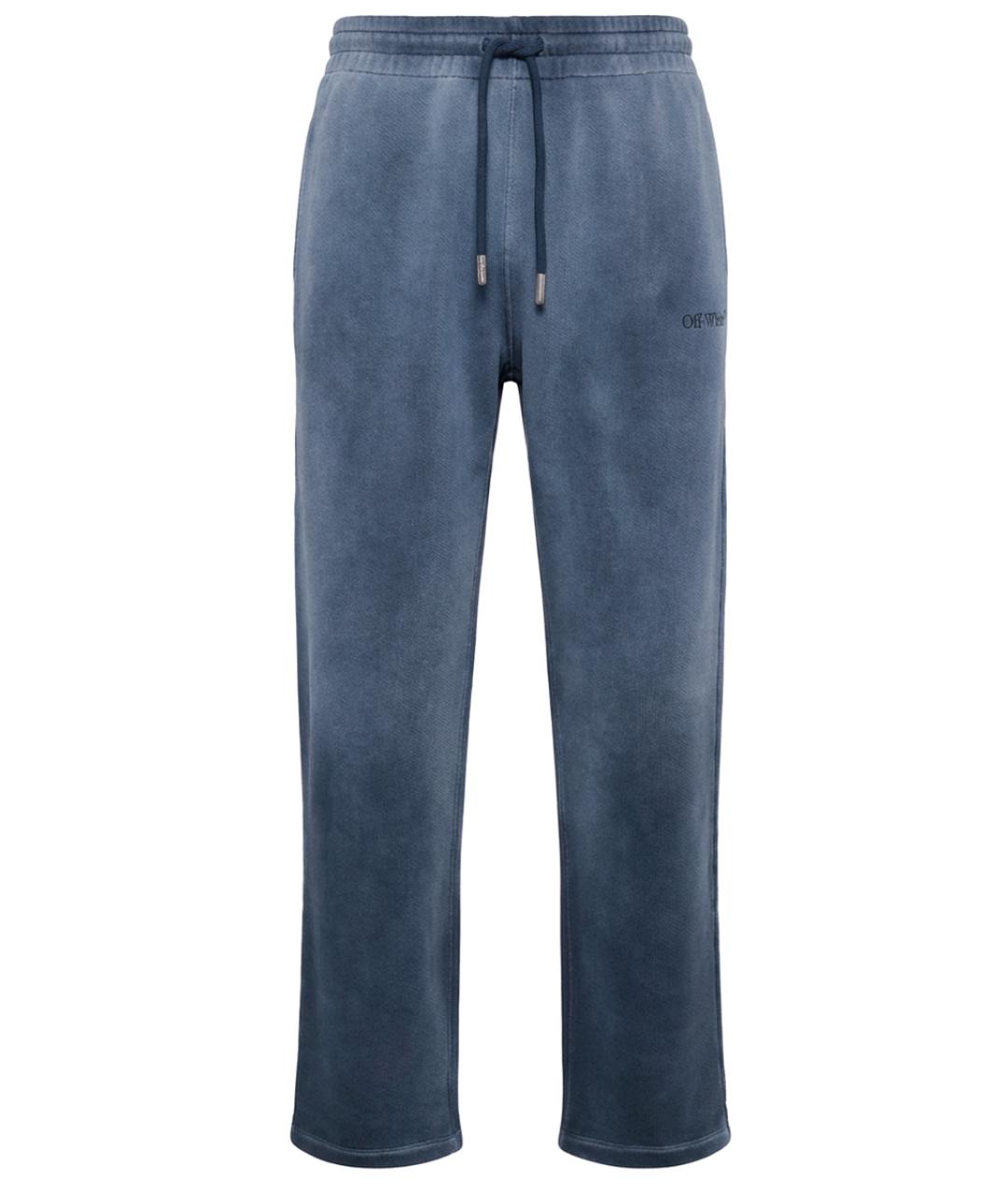 OFF-WHITE Синие хлопковые повседневные брюки, фото 1