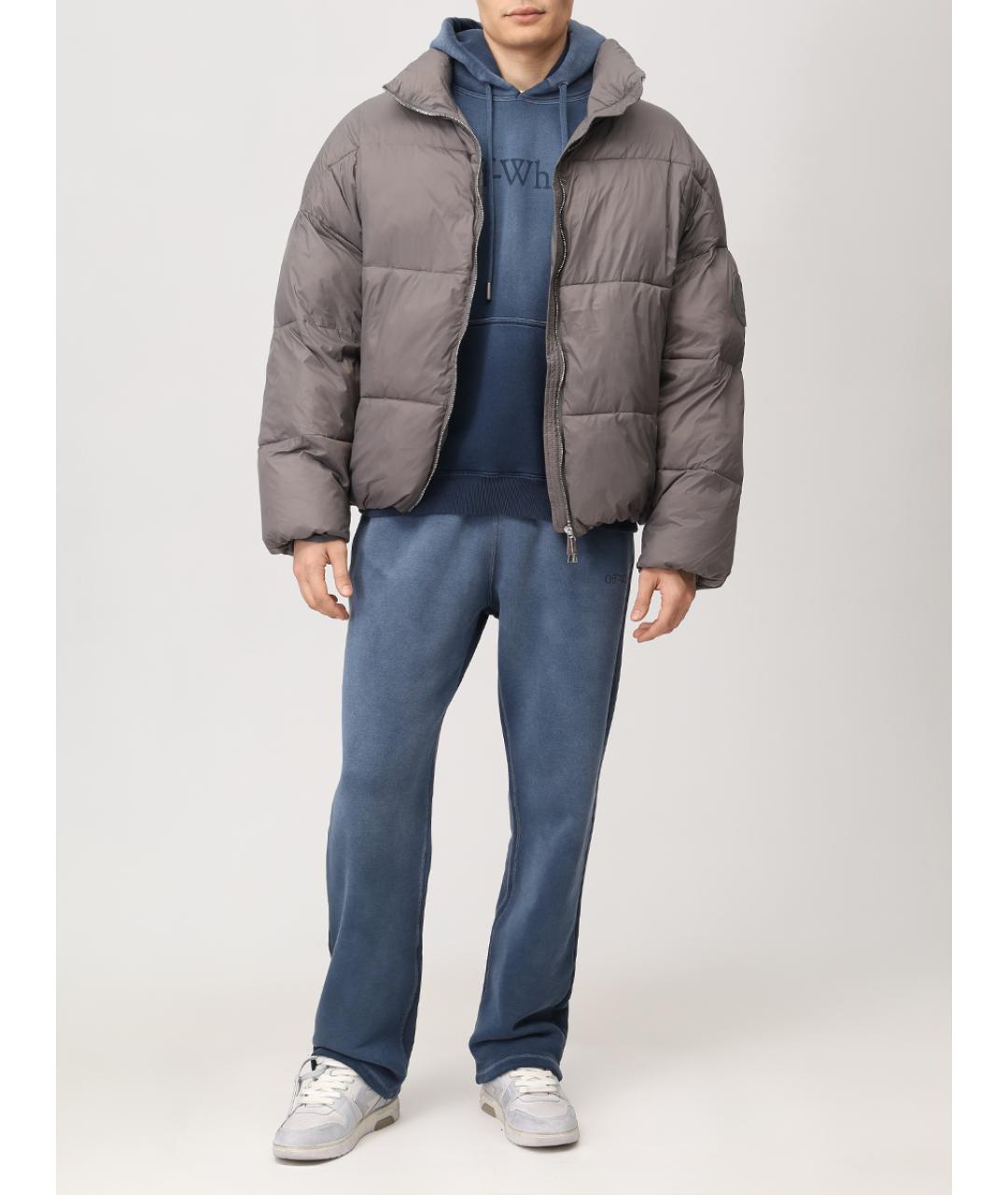 OFF-WHITE Синие хлопковые повседневные брюки, фото 2