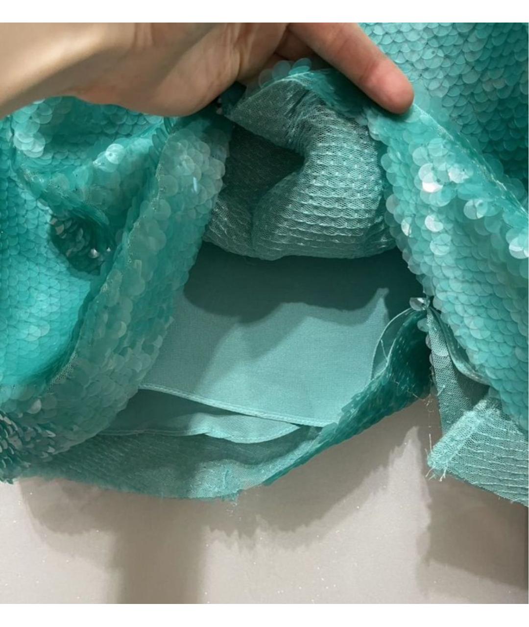 VICTORIA BECKHAM Бирюзовая шелковая юбка макси, фото 7