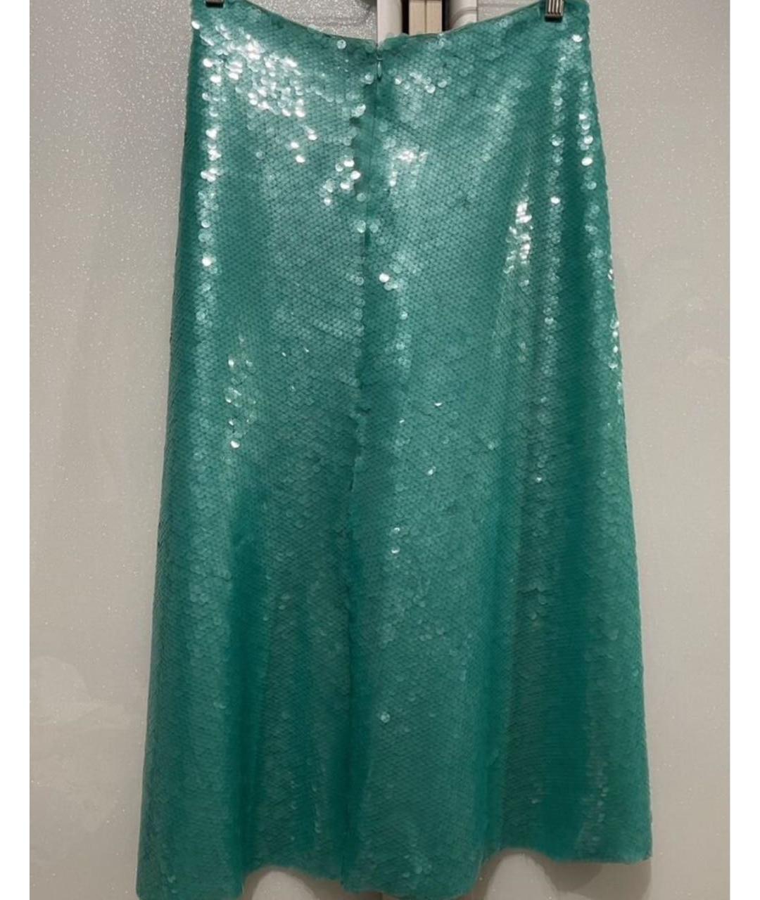 VICTORIA BECKHAM Бирюзовая шелковая юбка макси, фото 6