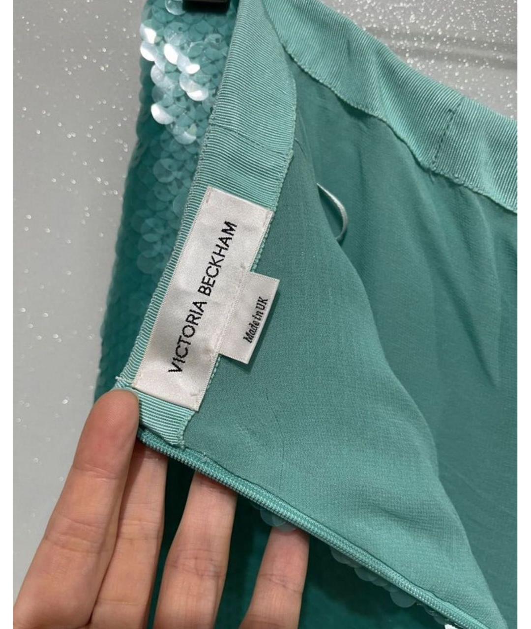 VICTORIA BECKHAM Бирюзовая шелковая юбка макси, фото 8