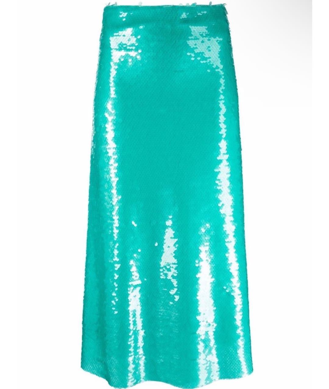 VICTORIA BECKHAM Бирюзовая шелковая юбка макси, фото 9