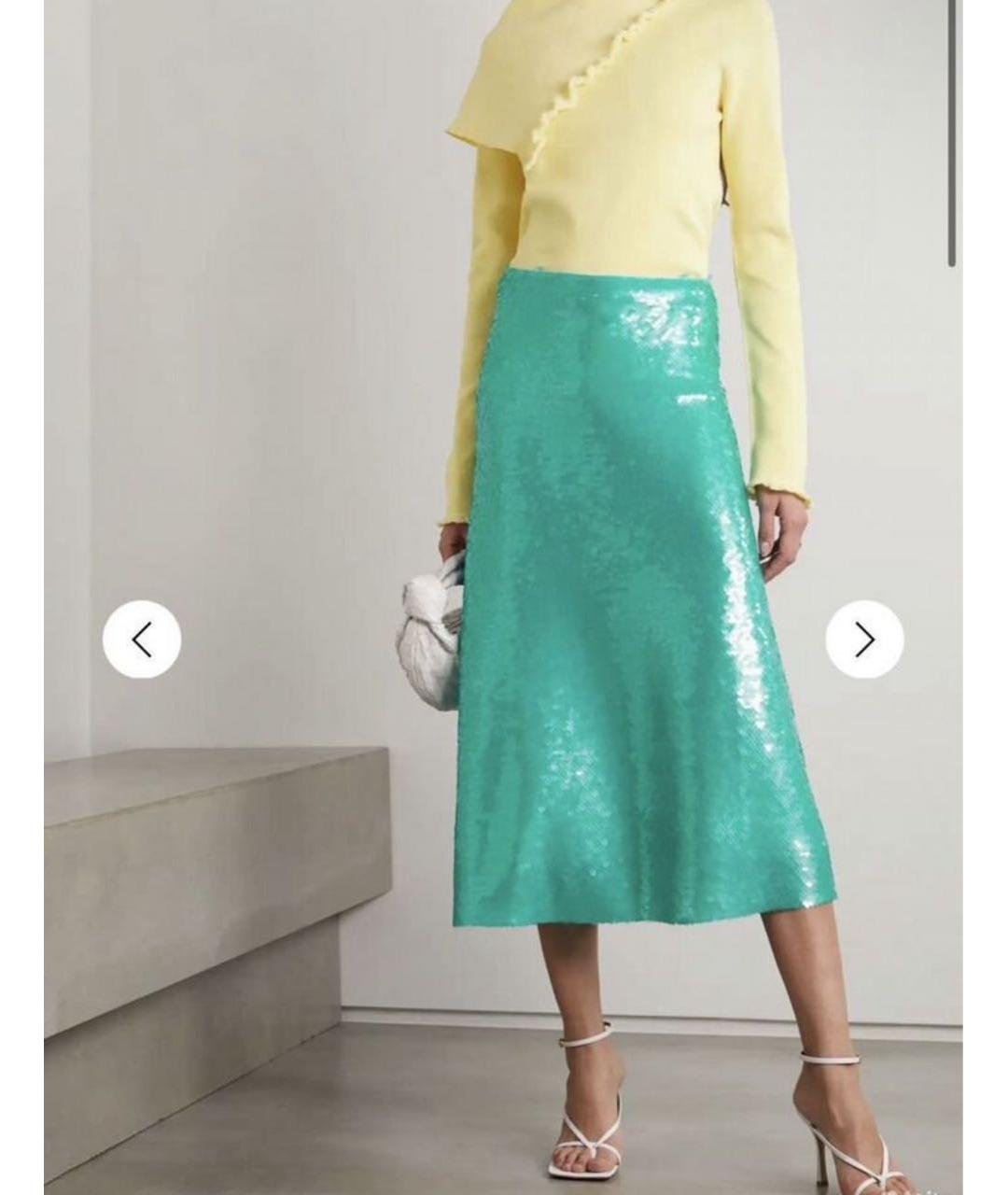 VICTORIA BECKHAM Бирюзовая шелковая юбка макси, фото 3