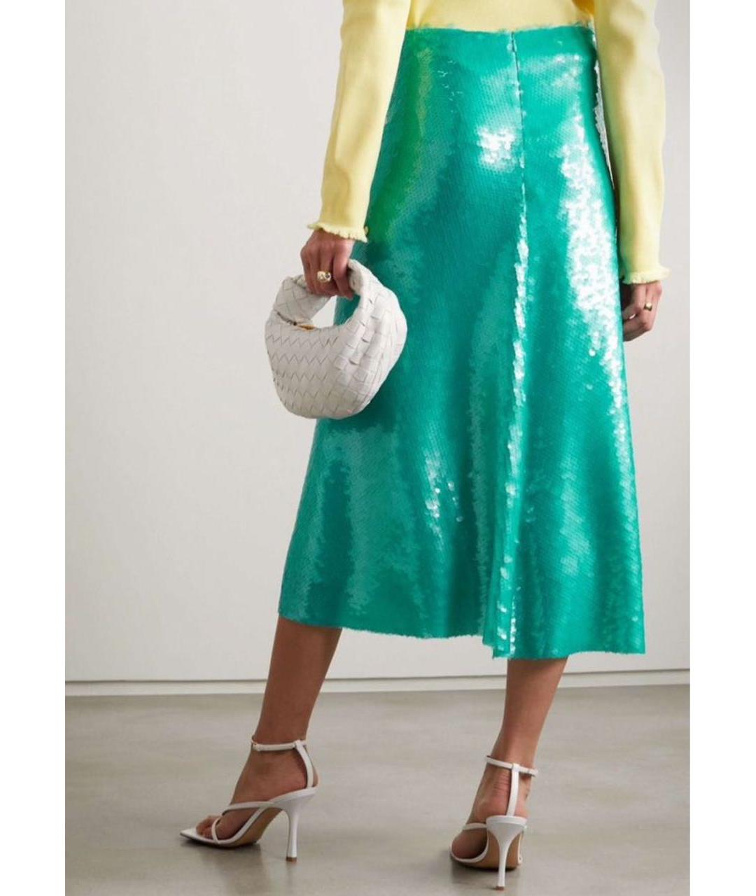 VICTORIA BECKHAM Бирюзовая шелковая юбка макси, фото 4