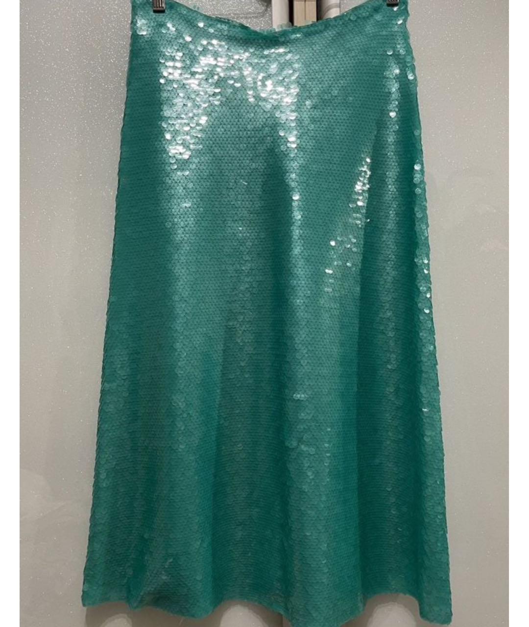 VICTORIA BECKHAM Бирюзовая шелковая юбка макси, фото 5