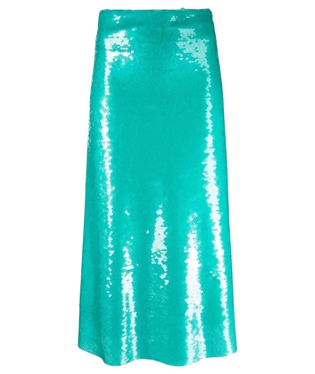 VICTORIA BECKHAM Бирюзовая шелковая юбка макси, фото 1