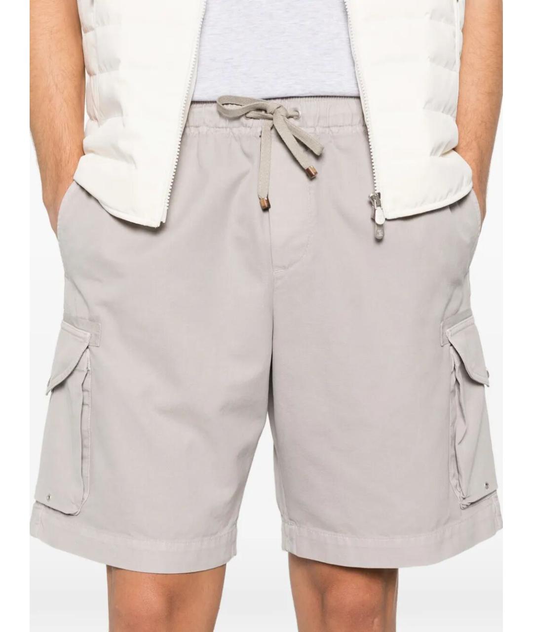 BRUNELLO CUCINELLI Бежевые хлопковые шорты, фото 4