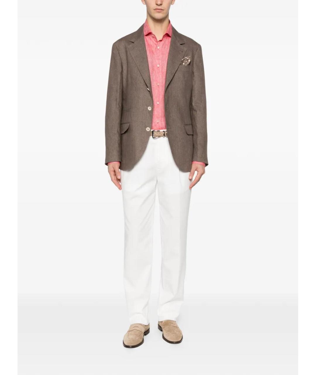 BRUNELLO CUCINELLI Белые хлопко-эластановые повседневные брюки, фото 2