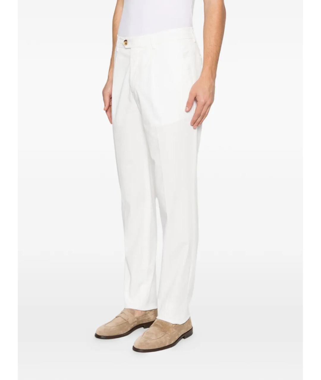BRUNELLO CUCINELLI Белые хлопко-эластановые повседневные брюки, фото 4
