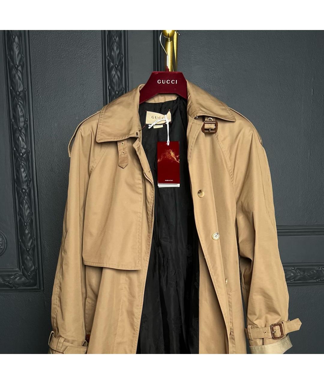GUCCI Коричневый хлопковый тренч/плащ, фото 3