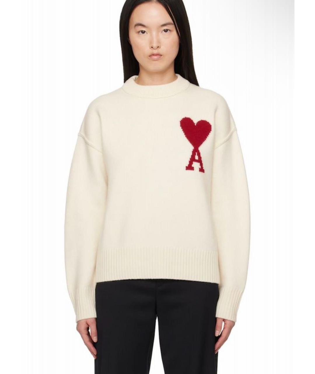 AMI ALEXANDRE MATTIUSSI Бежевый шерстяной джемпер / свитер, фото 2