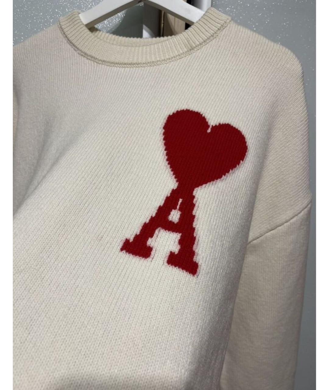 AMI ALEXANDRE MATTIUSSI Бежевый шерстяной джемпер / свитер, фото 7