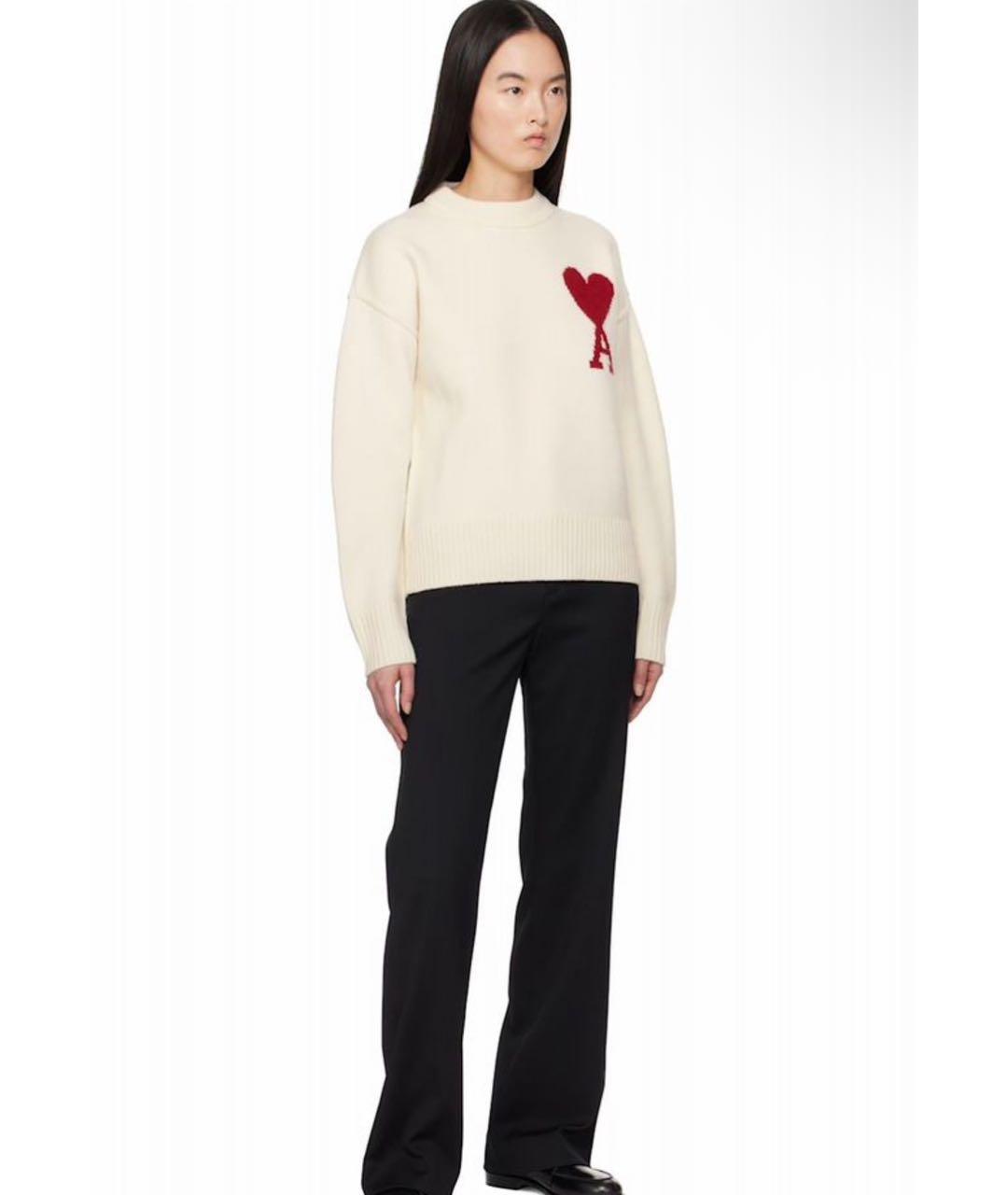 AMI ALEXANDRE MATTIUSSI Бежевый шерстяной джемпер / свитер, фото 4