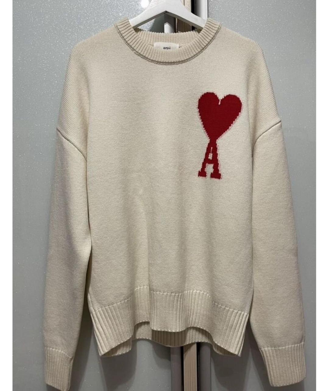 AMI ALEXANDRE MATTIUSSI Бежевый шерстяной джемпер / свитер, фото 6