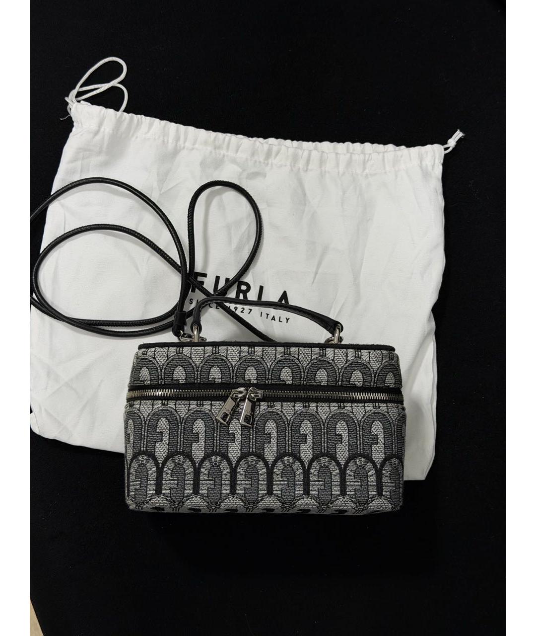 FURLA Антрацитовая жаккардовая сумка через плечо, фото 6