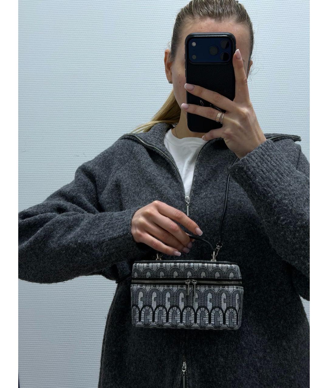 FURLA Антрацитовая жаккардовая сумка через плечо, фото 4