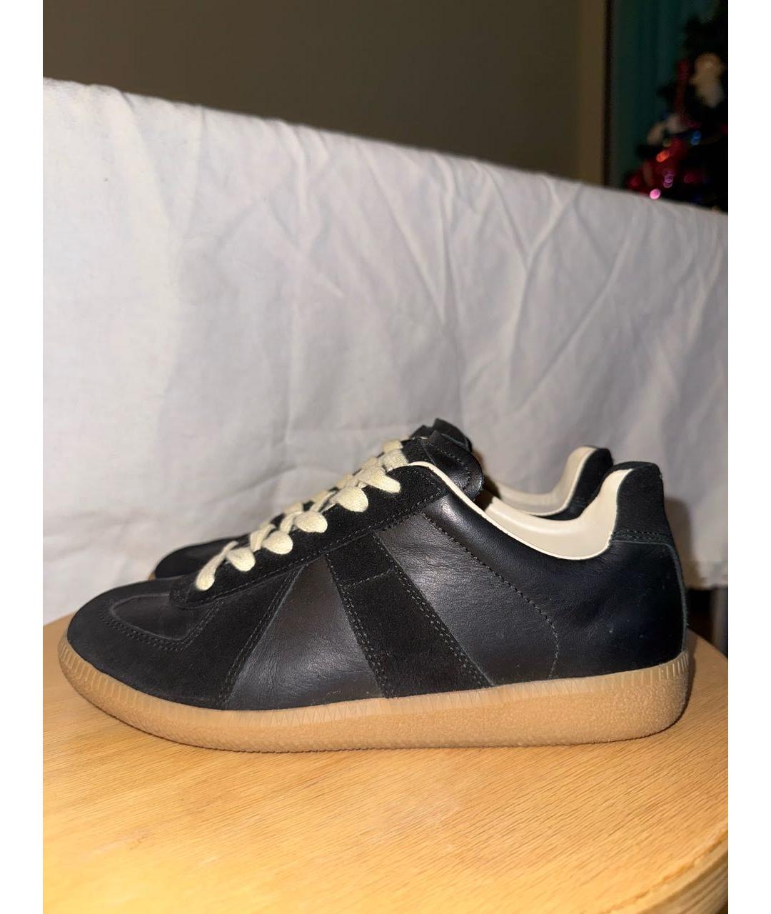 MAISON MARGIELA Черные кожаные кеды, фото 7