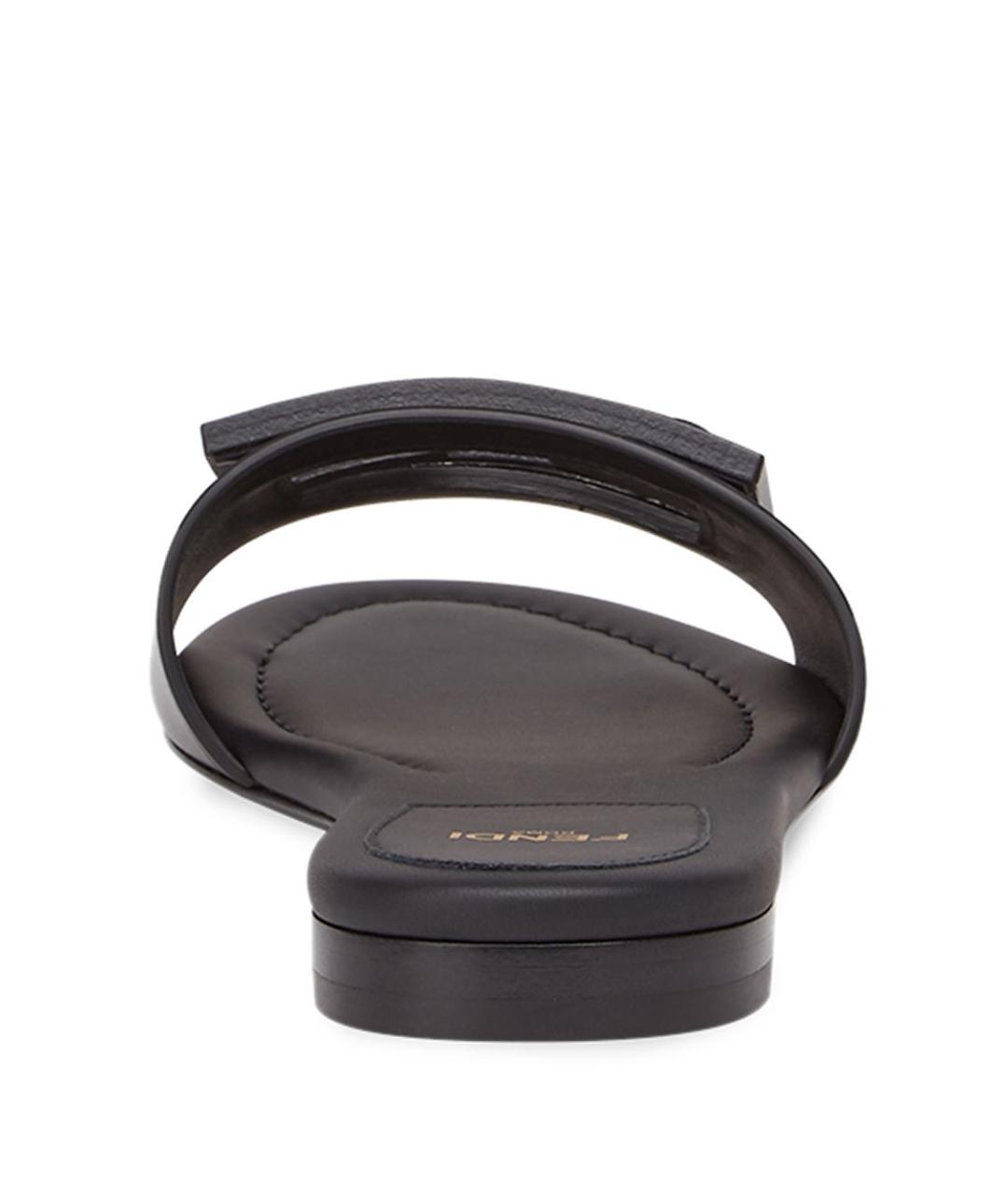 FENDI Черные кожаные шлепанцы, фото 3