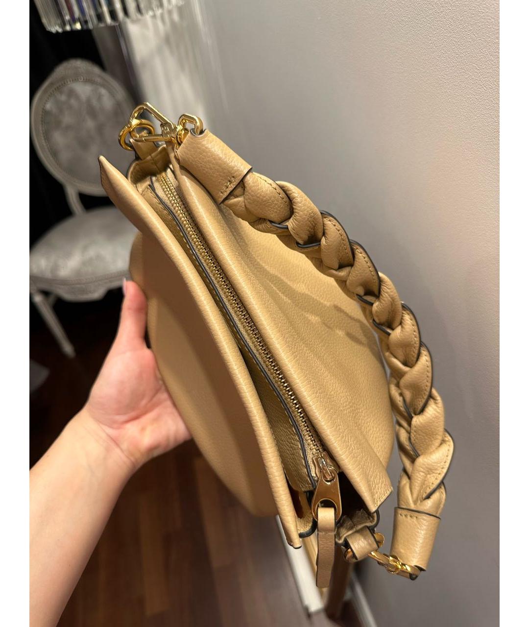 COCCINELLE Бежевая кожаная сумка с короткими ручками, фото 7