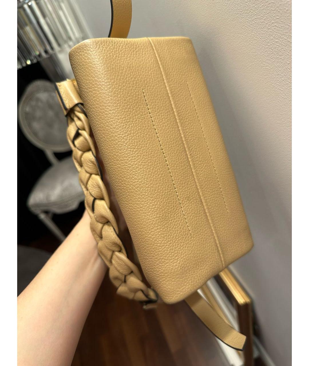 COCCINELLE Бежевая кожаная сумка с короткими ручками, фото 2