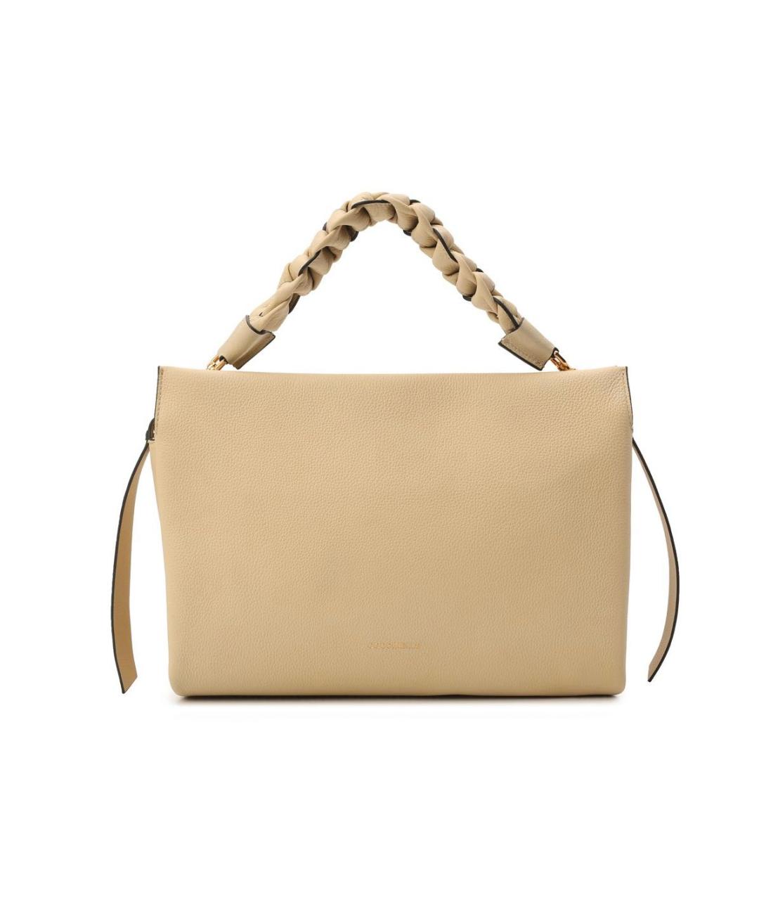 COCCINELLE Бежевая кожаная сумка с короткими ручками, фото 4