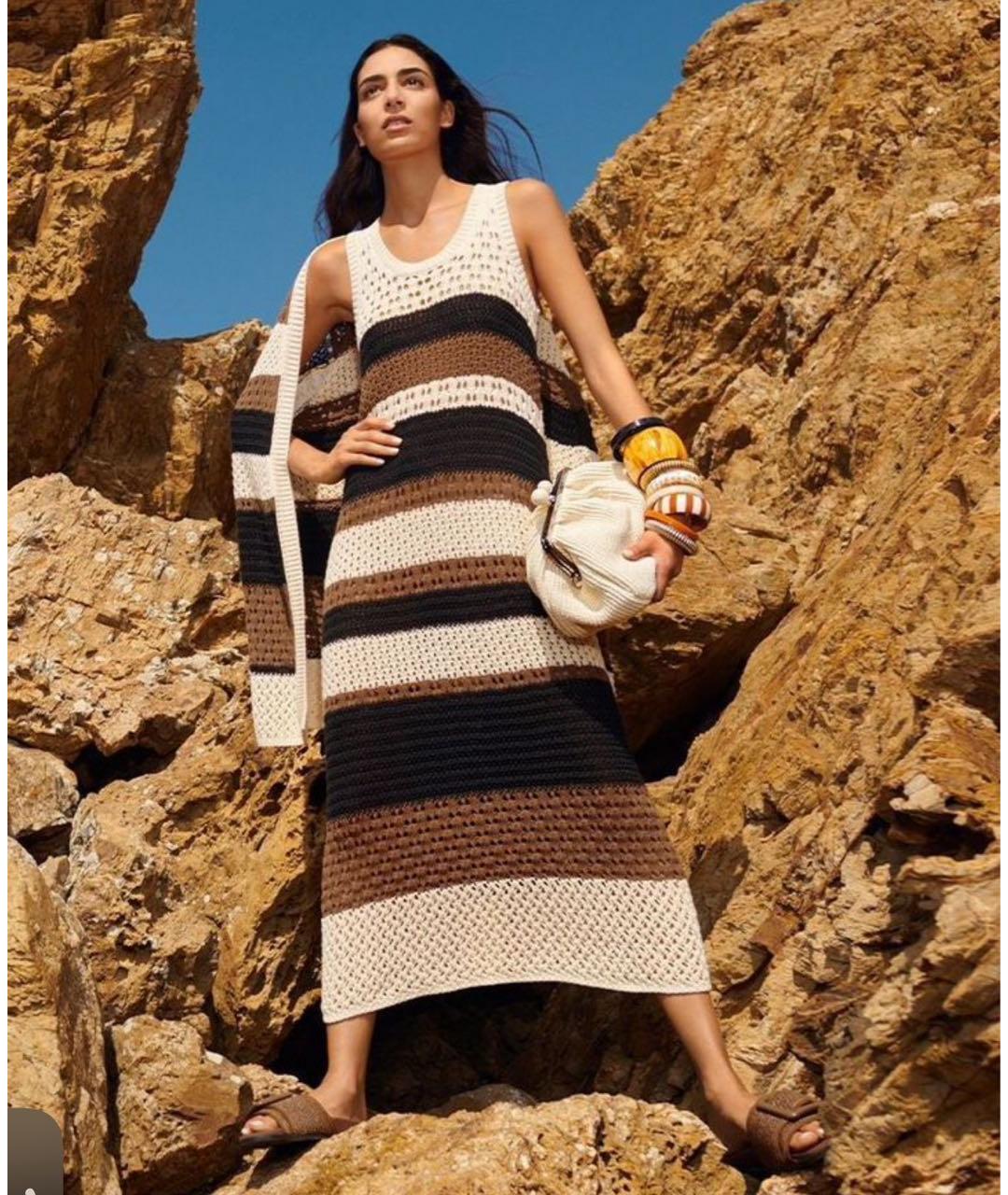 WEEKEND MAX MARA Бежевое хлопковое повседневное платье, фото 2