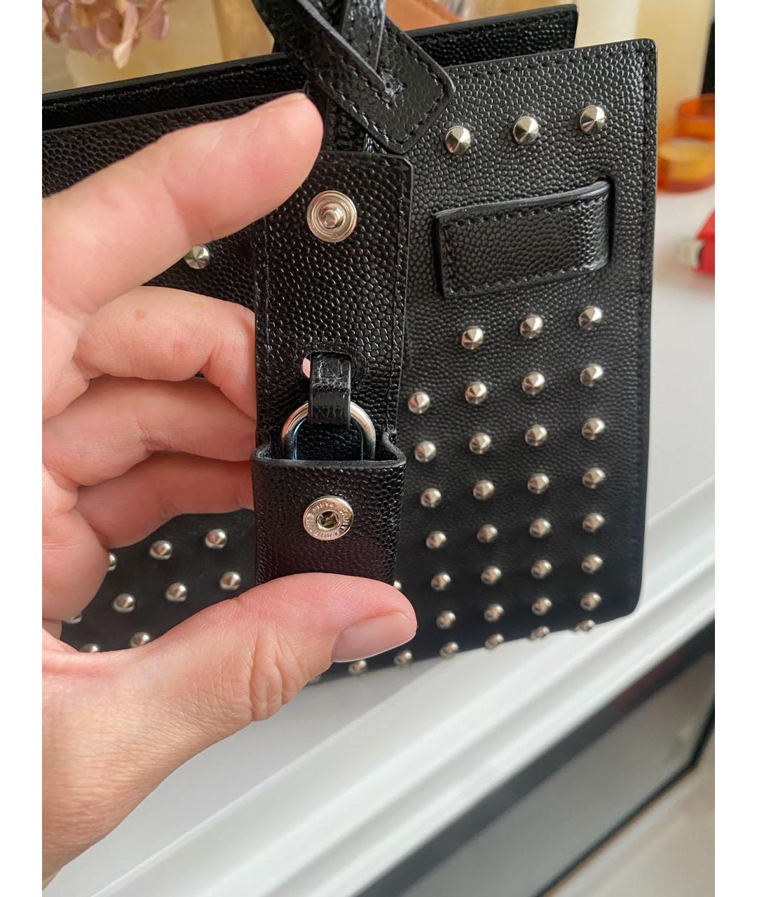 SAINT LAURENT Черная кожаная сумка через плечо, фото 8