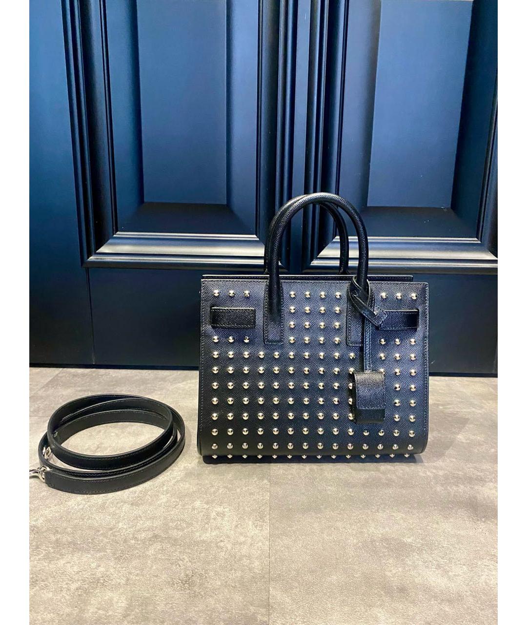 SAINT LAURENT Черная кожаная сумка через плечо, фото 9