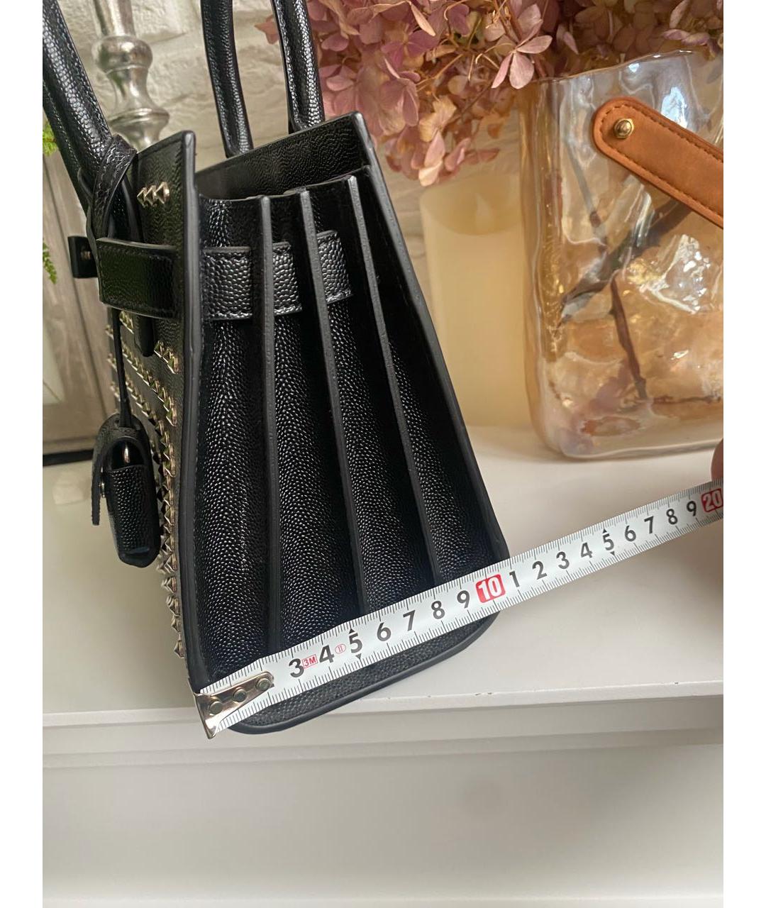 SAINT LAURENT Черная кожаная сумка через плечо, фото 2