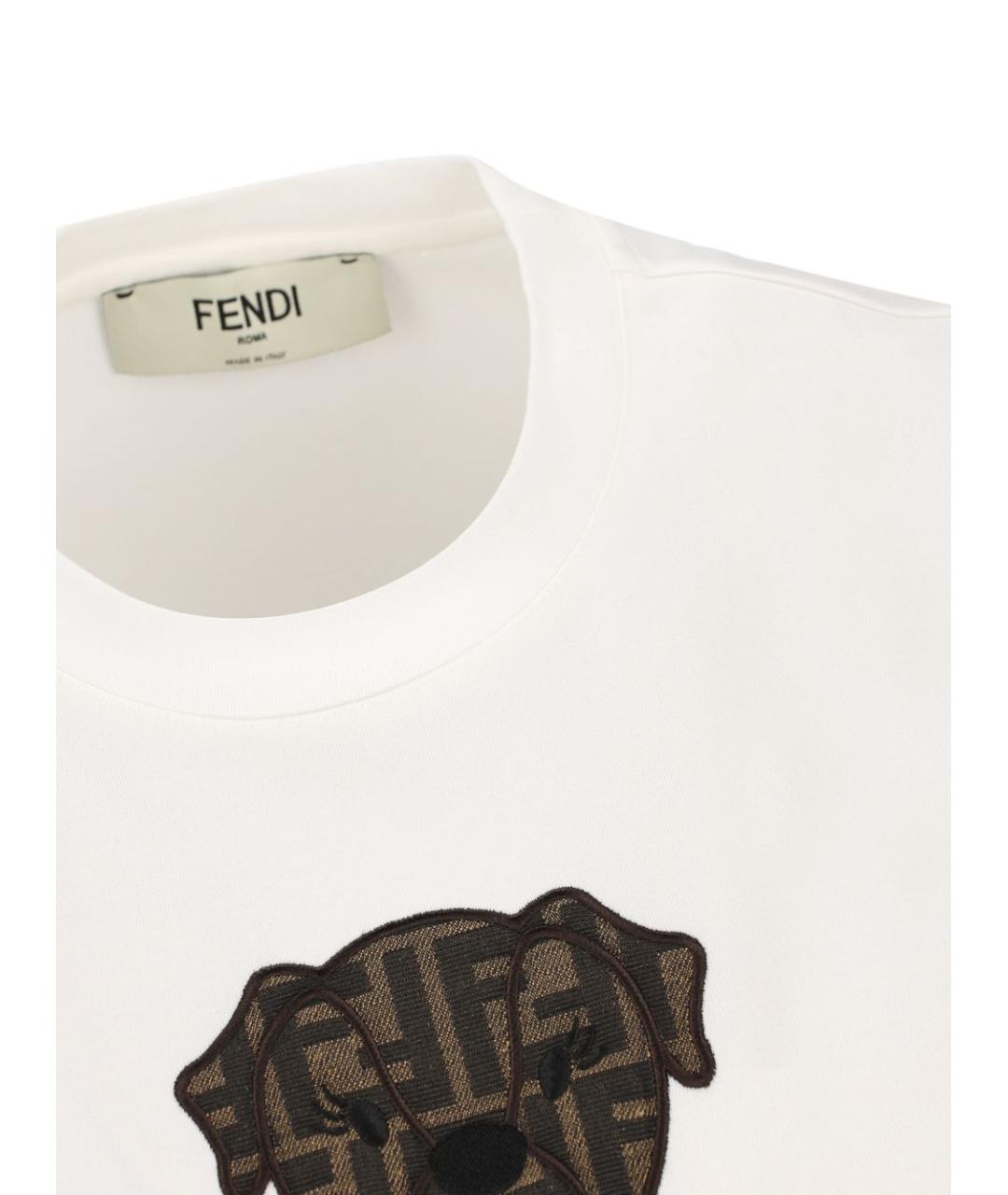 FENDI Белая хлопковая футболка, фото 3