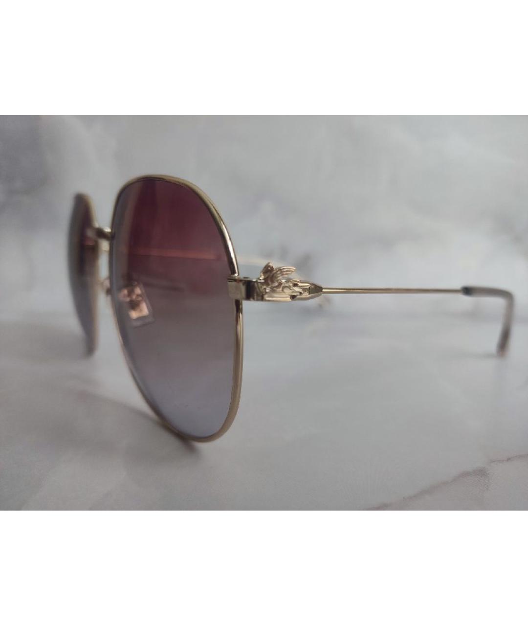 ETRO Золотые металлические солнцезащитные очки, фото 3