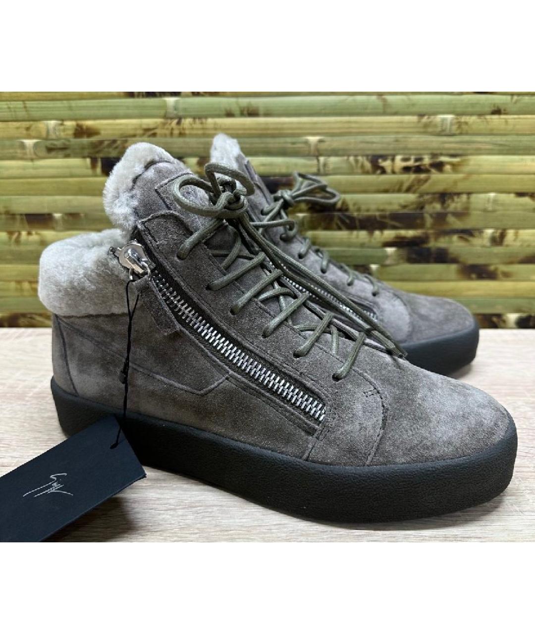 GIUSEPPE ZANOTTI DESIGN Бежевые замшевые высокие ботинки, фото 6